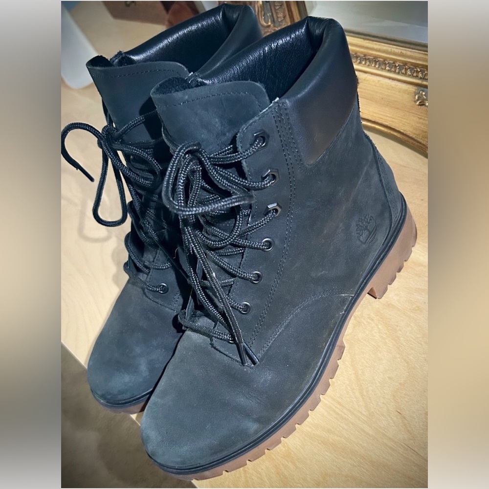 🔥LIKE NEW🔥 Timberland Women’s Jayne 6" Waterproof Black Suede Nubuck Sz 8 - Picture 2 of 14